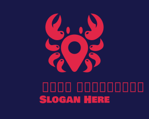 Red Moon - Crab Location Pin logo design