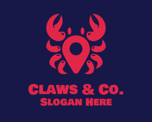 Crab Location Pin logo design