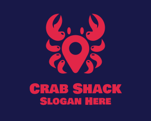 Crab - Crab Location Pin logo design