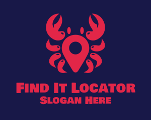 Crab Location Pin logo design