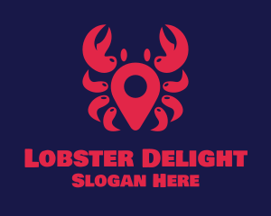 Lobster - Crab Location Pin logo design