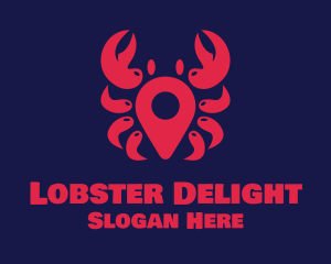 Crab Location Pin logo design