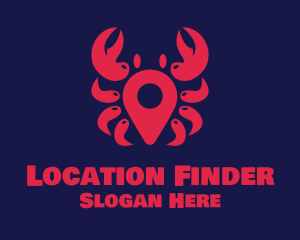 Crab Location Pin logo design