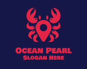 Shellfish - Crab Location Pin logo design