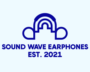 Earphones - Blue Headphones Arch logo design