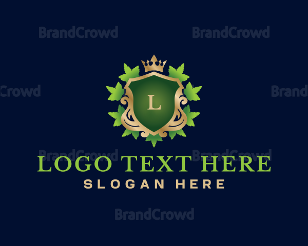 Shield Crown Leaf Logo