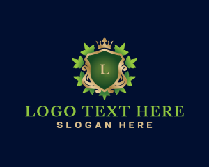 Decorative - Shield Crown Leaf logo design