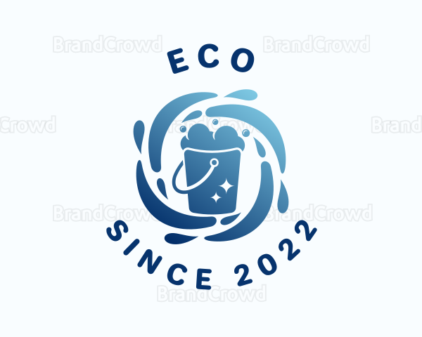 Blue Cleaning Water Bucket Logo