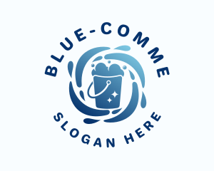Blue Cleaning Water Bucket Logo