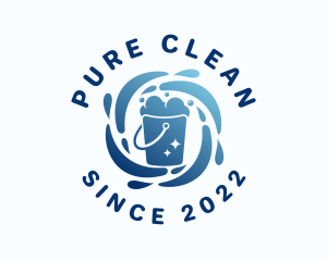 Blue Cleaning Water Bucket logo design