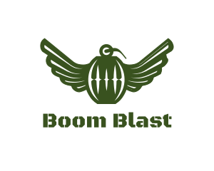 Explosive - Green Grenade Wings logo design