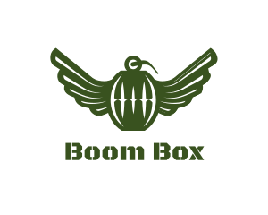 Explosion - Green Grenade Wings logo design