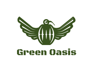 Green Grenade Wings logo design