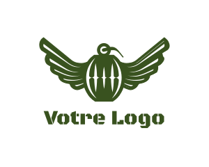 Bombing - Green Grenade Wings logo design