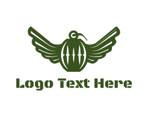 Bomb - Green Grenade Wings logo design