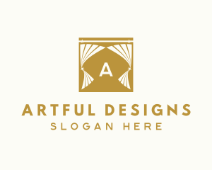 Gold Window Curtains logo design