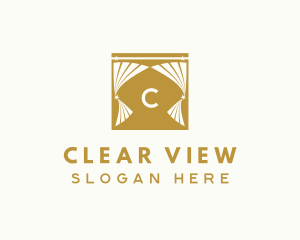 Gold Window Curtains logo design