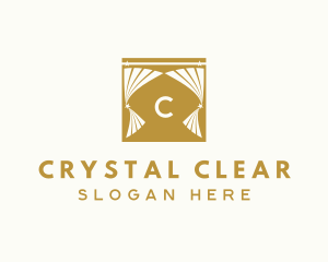 Window Cleaning - Gold Window Curtains logo design