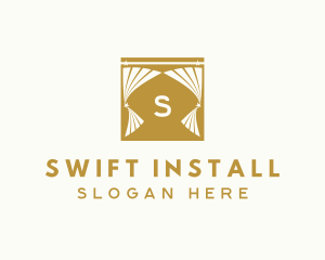 Installation - Gold Window Curtains logo design