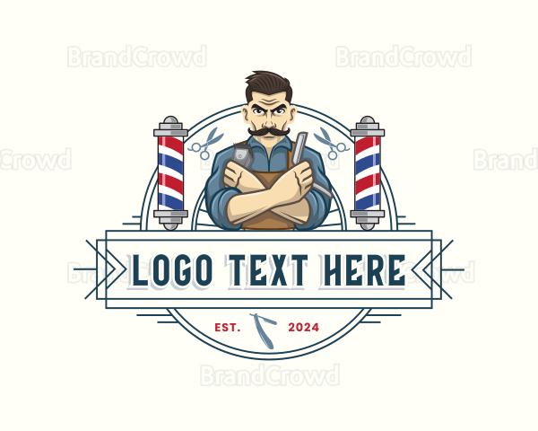 Hipster Barbershop Man Logo