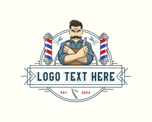 Shaving - Hipster Barbershop Man logo design