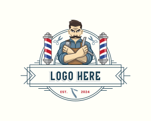 Barber - Hipster Barbershop Man logo design