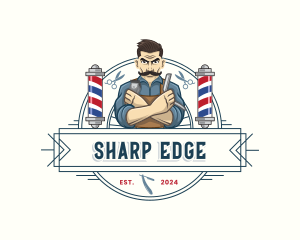 Hipster Barbershop Man  logo design