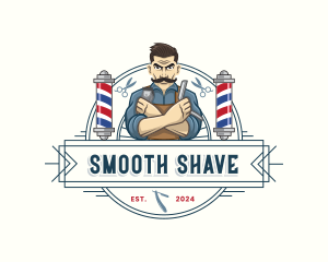 Shaving - Hipster Barbershop Man logo design