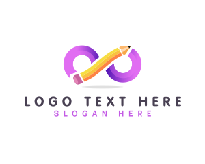 Teach - Loop Infinity Pencil  Education logo design
