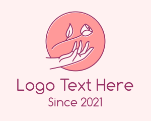 Hand - Rose Flower Skincare logo design