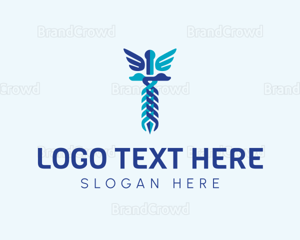 Abstract Caduceus Symbol Logo