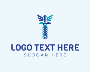 Abstract Caduceus Symbol Logo