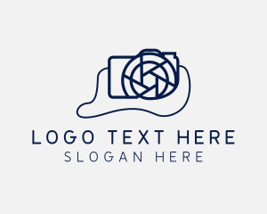 Line Art - Blue DSLR Camera logo design