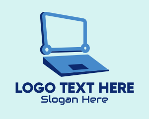 Computer Shop - Modern Blue Laptop logo design