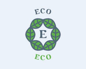 Eco Hexagon Leaves logo design