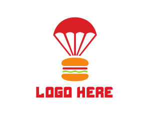 Lunch - Red Parachute Burger logo design