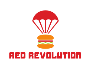 Red Parachute Burger logo design