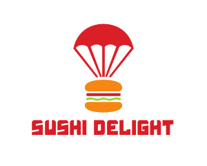 Red Parachute Burger logo design