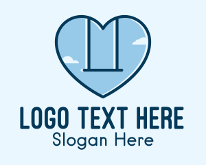 Relationship - Blue Heart Swing logo design