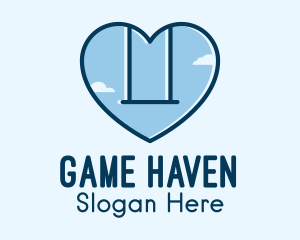 Dating - Blue Heart Swing logo design