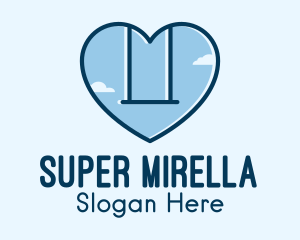 Nursery - Blue Heart Swing logo design