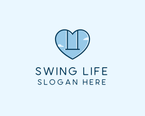 Swing - Blue Heart Swing logo design