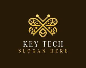 Luxury Key Butterfly logo design