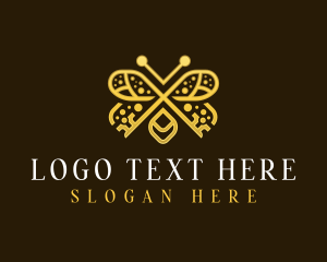 Ornamental - Luxury Key Butterfly logo design