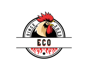 Chicken Rooster Flame Logo