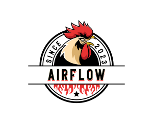 Chicken Rooster Flame logo design