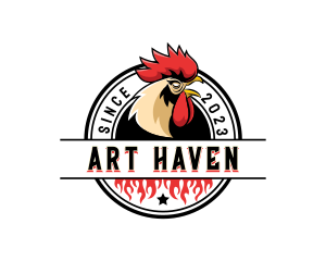 Chicken Rooster Flame logo design