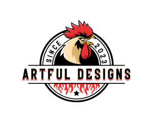 Chicken Rooster Flame logo design