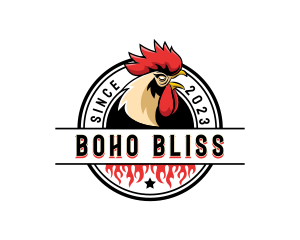 Chicken Rooster Flame logo design