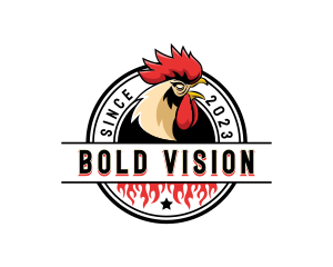 Chicken Rooster Flame logo design